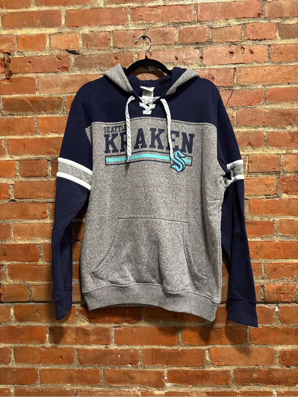 Seattle Kraken Gray & Navy Hooded Pullover Sweatshirt